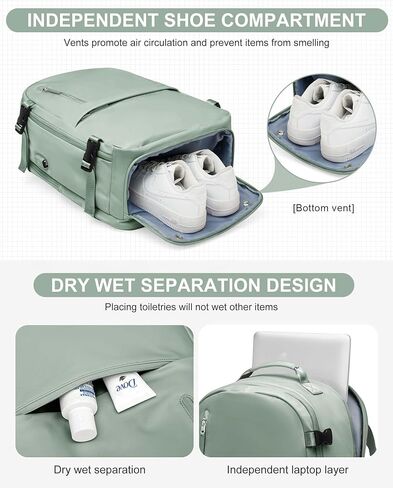 SEAFEW Carry On Backpack, Travel Backpack for Women Men Flight Approved, Personal Item Travel Bag for Airplanes, 14-15.6 Inch Laptop Business Backpack, Casual Daypack Gym Hiking Bakpack Green in Kuwait