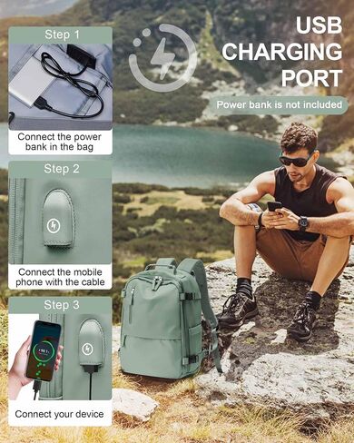 SEAFEW Carry On Backpack, Travel Backpack for Women Men Flight Approved, Personal Item Travel Bag for Airplanes, 14-15.6 Inch Laptop Business Backpack, Casual Daypack Gym Hiking Bakpack Green in Kuwait