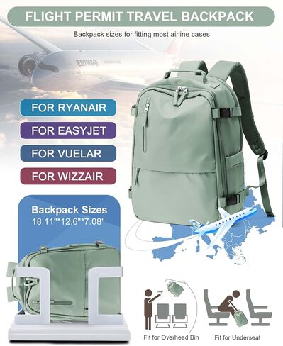 SEAFEW Carry On Backpack, Travel Backpack for Women Men Flight Approved, Personal Item Travel Bag for Airplanes, 14-15.6 Inch Laptop Business Backpack, Casual Daypack Gym Hiking Bakpack Green in Kuwait