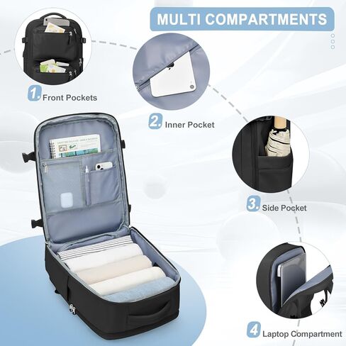 Large Travel Backpack for Women Men, Waterproof Carry on Backpack for Flight Approved, Mochila de Viaje Personal Item Luggage Backpack, Bulto de Viaje Tiktok Backpack in Saudi Arabia
