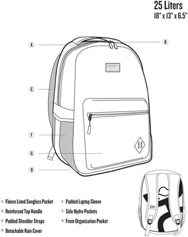 HOOEY "Recess 25 Liter School Hiking Backpack Rain Cover Hat Strap Laptop Sleeve Hydro Pockets (Serape/Burgundy) in Saudi Arabia