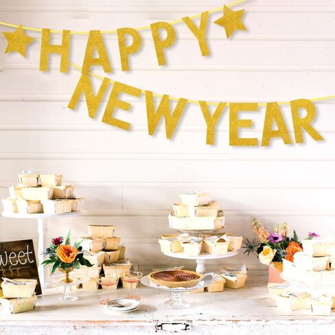 Happy New Year Banner For New Years Decorations 2025 Black Gold Happy New Year 2025 Banner Sign New Years Eve Decorations New Years Eve Party Supplies 2025 Happy New Year Decoration Nye New Year Decor in Saudi Arabia