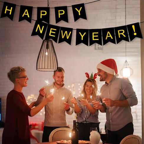 Happy New Year Banner For New Years Decorations 2025 Black Gold Happy New Year 2025 Banner Sign New Years Eve Decorations New Years Eve Party Supplies 2025 Happy New Year Decoration Nye New Year Decor in Saudi Arabia