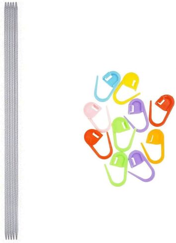 addi Knitting Needles DPN Double Pointed Steel 8 inch (20cm) (Set of 5) Size US 000 (1.5mm) with 10 Colorful Stitch Markers in Kuwait