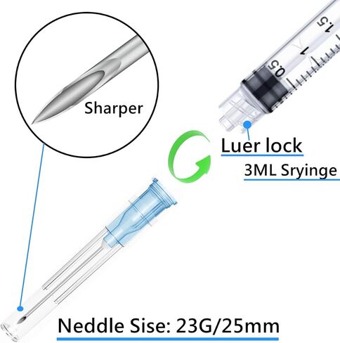 1cc 1ml with 25 Gauge 5/8 Inch, Sterile Lab Utensils Scientific Research, Industrial Dispensing or Liquid Measuring - Pack of 50 in Saudi Arabia