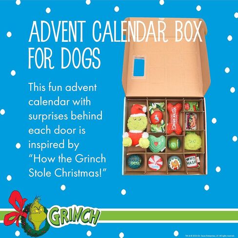 Dr. Seuss for Pets How the Grinch Stole Christmas Dog Advent Calendar with 12 Surprise Toys and Accessories, Dog Stocking Stuffers, Dog Christmas Gifts, Christmas Gifts for Dogs in Kuwait