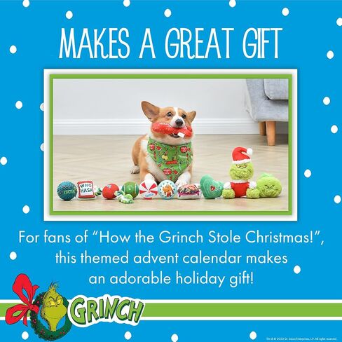 Dr. Seuss for Pets How the Grinch Stole Christmas Dog Advent Calendar with 12 Surprise Toys and Accessories, Dog Stocking Stuffers, Dog Christmas Gifts, Christmas Gifts for Dogs in Kuwait