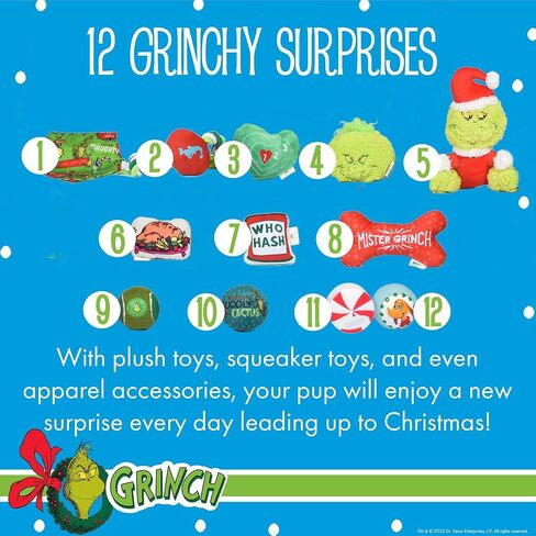 Dr. Seuss for Pets How the Grinch Stole Christmas Dog Advent Calendar with 12 Surprise Toys and Accessories, Dog Stocking Stuffers, Dog Christmas Gifts, Christmas Gifts for Dogs in Kuwait