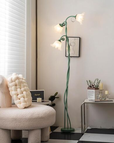 Lily Floor Lamp Vertical 3 Heads Flowers Lily Floor Lamp Creative Lily of The Valley Floor Lamp Living Room Sofa Side Bedroom Bedside Floor Lamp in Saudi Arabia