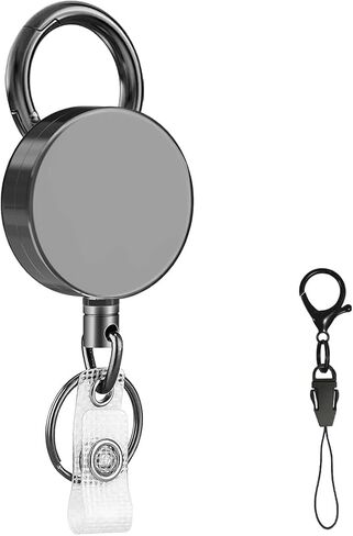 Heavy Duty Metal Retractable Badge Reels, ID Badge Holder with Belt Clip Key Ring, Retractable Metal Keychain Badge Holder, 1 Pack in Saudi Arabia