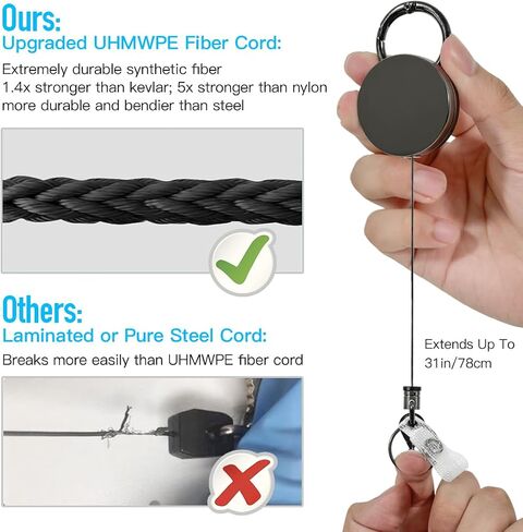 Heavy Duty Metal Retractable Badge Reels, ID Badge Holder with Belt Clip Key Ring, Retractable Metal Keychain Badge Holder, 1 Pack in Saudi Arabia