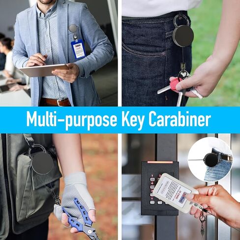 Heavy Duty Metal Retractable Badge Reels, ID Badge Holder with Belt Clip Key Ring, Retractable Metal Keychain Badge Holder, 1 Pack in Saudi Arabia