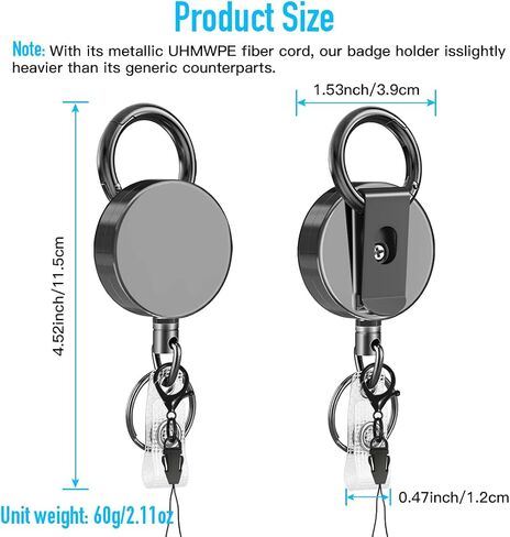 Heavy Duty Metal Retractable Badge Reels, ID Badge Holder with Belt Clip Key Ring, Retractable Metal Keychain Badge Holder, 1 Pack in Saudi Arabia