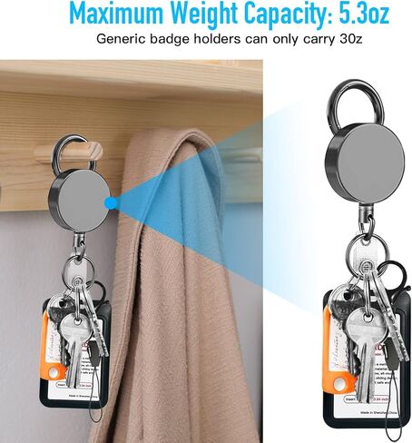 Heavy Duty Metal Retractable Badge Reels, ID Badge Holder with Belt Clip Key Ring, Retractable Metal Keychain Badge Holder, 1 Pack in Saudi Arabia