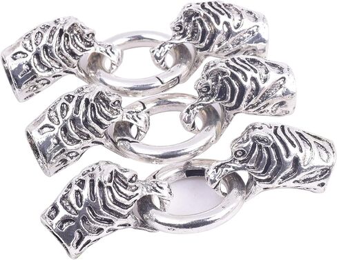 KONMAY 3 Sets Dia. 9.0mm Antique Brass Wolf Head Cord End Bracelet Clasps Connected by Spring Ring in Kuwait