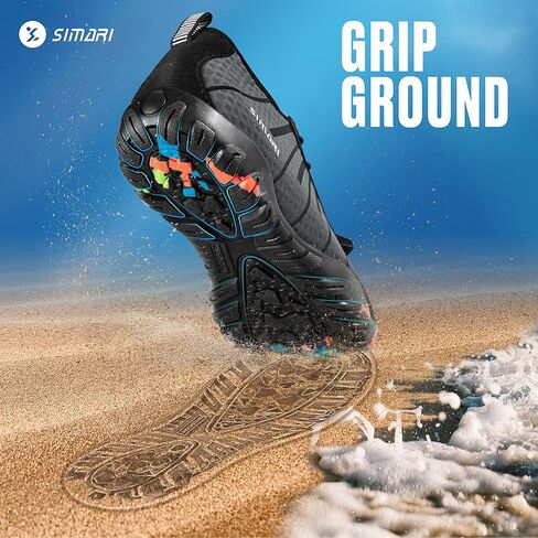 SIMARI Water Shoes Womens Mens Swim Beach Pool Aqua Sports Quick Dry Barefoot Diving Surf Walking 218 Black in Saudi Arabia