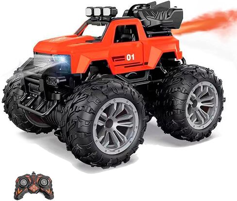 سيارة التحكم عن بعد RC سيارات السباق 2.4 جيجا هرتز LED Light Kids Toys 4WD Off Road RC Stunt Car، 70+ دقيقة من اللعب، جميع التضاريس الصخرية الزاحفة، لعبة مركبة للأولاد والبنات والكبار (أحمر) in Saudi Arabia