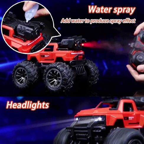 سيارة التحكم عن بعد RC سيارات السباق 2.4 جيجا هرتز LED Light Kids Toys 4WD Off Road RC Stunt Car، 70+ دقيقة من اللعب، جميع التضاريس الصخرية الزاحفة، لعبة مركبة للأولاد والبنات والكبار (أحمر) in Saudi Arabia
