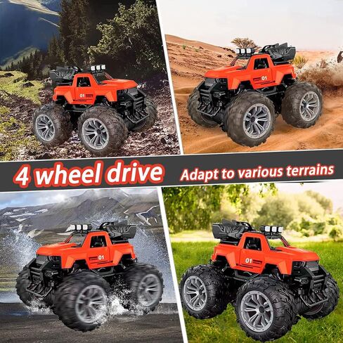 سيارة التحكم عن بعد RC سيارات السباق 2.4 جيجا هرتز LED Light Kids Toys 4WD Off Road RC Stunt Car، 70+ دقيقة من اللعب، جميع التضاريس الصخرية الزاحفة، لعبة مركبة للأولاد والبنات والكبار (أحمر) in Saudi Arabia