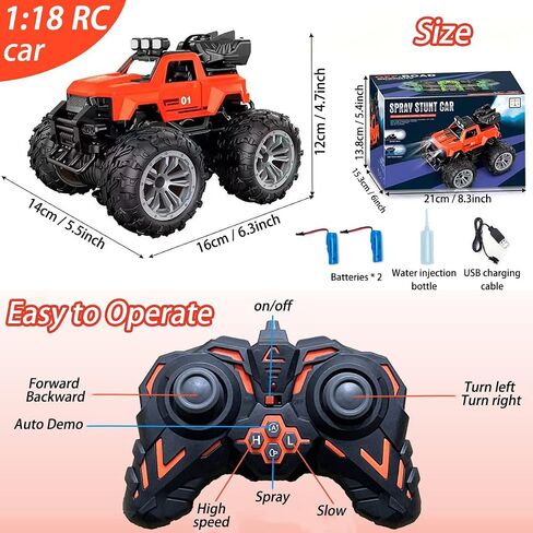 سيارة التحكم عن بعد RC سيارات السباق 2.4 جيجا هرتز LED Light Kids Toys 4WD Off Road RC Stunt Car، 70+ دقيقة من اللعب، جميع التضاريس الصخرية الزاحفة، لعبة مركبة للأولاد والبنات والكبار (أحمر) in Saudi Arabia