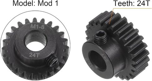 uxcell Mod 1 24T Pinion Gear 8mm Bore Hardened Steel Motor Rack Spur Gear for RC Car Truck Gear Drive in Saudi Arabia