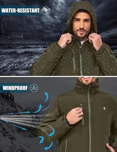 Little Donkey Andy Men's Lightweight Winter Jacket Hooded Windproof Warm Insulated Jacket for Ski Hiking in Kuwait