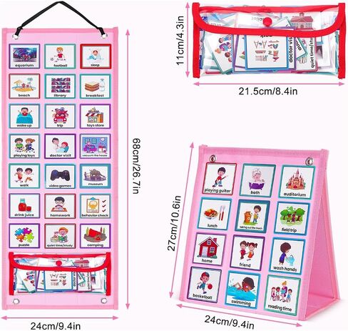 Visual Schedule for Kids Chore Chart, 3 in 1 Daily Responsibility Chart Board for Kids, Christmas Gift Daily Calendar and Progress Chart, 70 Behavior Learning Cards for Autistic Kids in Saudi Arabia