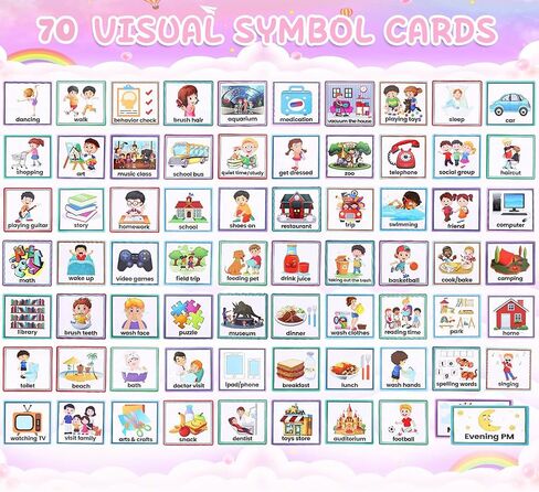 Visual Schedule for Kids Chore Chart, 3 in 1 Daily Responsibility Chart Board for Kids, Christmas Gift Daily Calendar and Progress Chart, 70 Behavior Learning Cards for Autistic Kids in Saudi Arabia