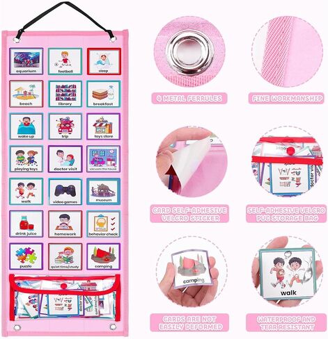 Visual Schedule for Kids Chore Chart, 3 in 1 Daily Responsibility Chart Board for Kids, Christmas Gift Daily Calendar and Progress Chart, 70 Behavior Learning Cards for Autistic Kids in Saudi Arabia