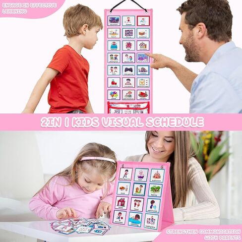 Visual Schedule for Kids Chore Chart, 3 in 1 Daily Responsibility Chart Board for Kids, Christmas Gift Daily Calendar and Progress Chart, 70 Behavior Learning Cards for Autistic Kids in Saudi Arabia
