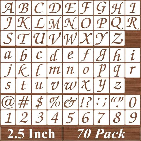 1 Inch Alphabet Letter Stencils - 70 Pack Letter Number Stencil Templates with Signs for Painting on Wood, Reusable Calligraphy Letters Stencils for Chalkboard Fabric Wood Signs in Kuwait