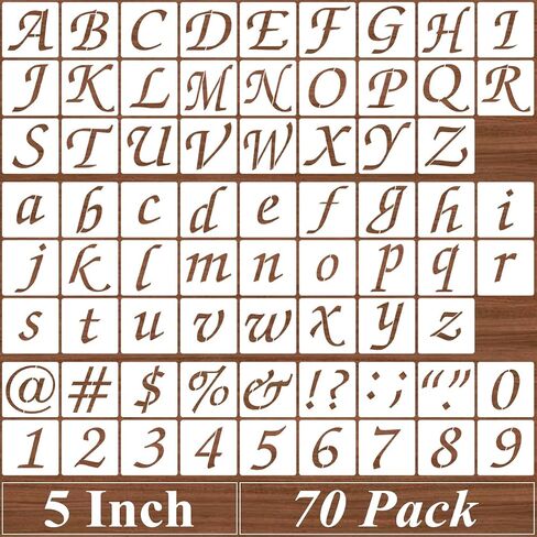 1 Inch Alphabet Letter Stencils - 70 Pack Letter Number Stencil Templates with Signs for Painting on Wood, Reusable Calligraphy Letters Stencils for Chalkboard Fabric Wood Signs in Kuwait