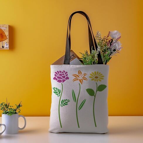 FINGERINSPIRE 3Pcs Combination Flowers Painting Stencil 7.9x7.9inch PET Plants Themes Spraying Stencil Reusable Hibiscus Rose Dahlia Daisy Pattern Wall Stencil Lily Tulip Carnation Template for Wall in Saudi Arabia
