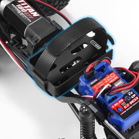 COOWOO Battery Holder Tray Mount Upgrade Part for 1/18 TRX-4M RC Crawler Cars - Aluminum Alloy, Precision CNC Machined, Enhanced Robustness, and Stability, Black in Saudi Arabia