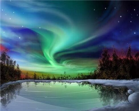 XDXART Paint by Numbers Kit for Adults Beginner DIY Oil Painting 16x20 inch - Northern Lights, Drawing with Brushes Christmas Decor Decorations Gifts (without Frame) in Saudi Arabia