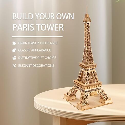 Eiffel Tower 3D Wooden Puzzles for Adults, 21.3 Inch Eiffel Tower Decor, DIY Romantic Paris Decor Building Model Kit for Adults, Women & Men, 127pcs in Saudi Arabia