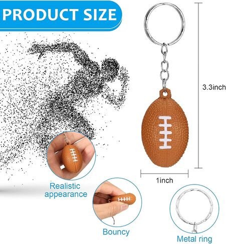 Kasyat 48 Pack Football Keychain Bulk Football Favors Mini Footballs Stress Ball Keychains for Boys and Girls Sports School Carnival Reward Football Day Football Theme Party Goodie Bag Present Fillers in Kuwait