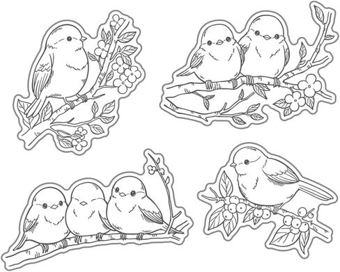 LZBRDY Birds on Branch Flower Leaves Thanks Life Song Wishes Words Stamps and Dies Set for Scrapbooking and Card Making in Kuwait