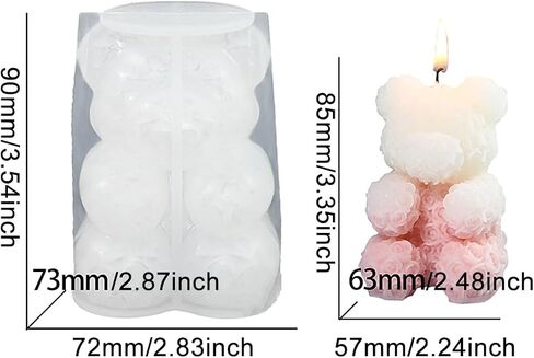 Zayookey Rose Bear Candle Mold for Epoxy Resin 3D bear Candle Making Resin Mold Animal Soap Silicone mold Teddy Bear Casting Mould for DIY Aromatherapy Wax Candle Soap in Kuwait