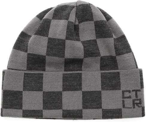 UNDERCONTROL Stripe Pattern Roll up Skullcap Warm Winter Watch Hats Thick Knit Cuff Square Logo Patch Unisex Fisherman Beanie in Kuwait
