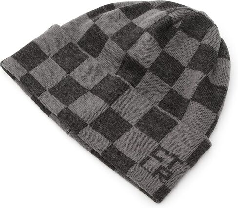 UNDERCONTROL Stripe Pattern Roll up Skullcap Warm Winter Watch Hats Thick Knit Cuff Square Logo Patch Unisex Fisherman Beanie in Kuwait