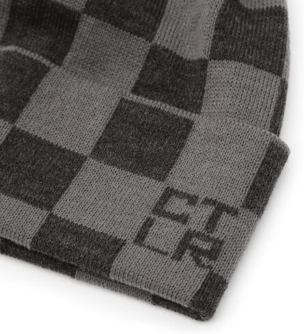 UNDERCONTROL Stripe Pattern Roll up Skullcap Warm Winter Watch Hats Thick Knit Cuff Square Logo Patch Unisex Fisherman Beanie in Kuwait