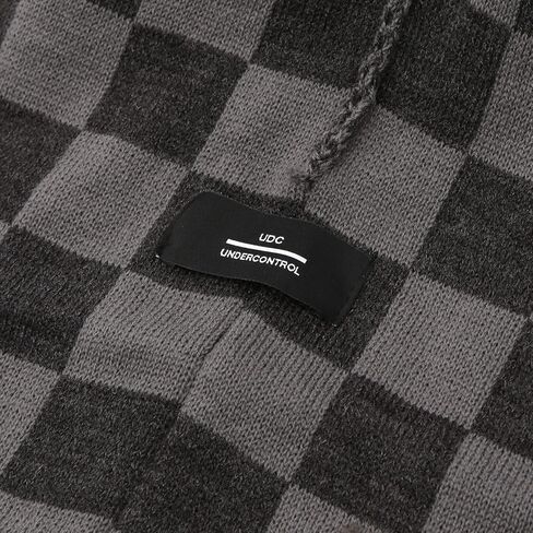 UNDERCONTROL Stripe Pattern Roll up Skullcap Warm Winter Watch Hats Thick Knit Cuff Square Logo Patch Unisex Fisherman Beanie in Kuwait