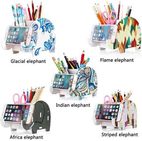 COOLBROS Elephant Pencil Holder With Phone Holder Desk Organizer Desktop Pen Pencil Mobile Phone Bracket Stand Storage Pot Holder Container Stationery Box Organizer (Indian elephan) in Saudi Arabia