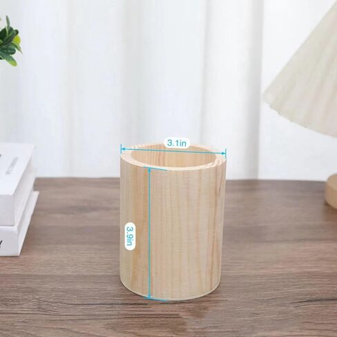 Pen Cup Holder 12pcs Pine Pen Holder 3.1X3.1X3.9in Pencil Holder Multipurpose Pencil Cup Wooden DIY Pen Holder Desktop Organizer for Office Home (12) in Saudi Arabia