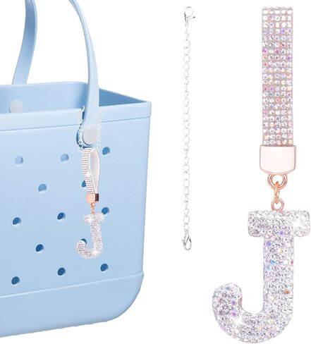 Mity Rain Diamond Letters Charms for Bogg Bag Accessories, Alphabet Letters Tassel Compatible with Original All Models, DIY (White E) in Saudi Arabia