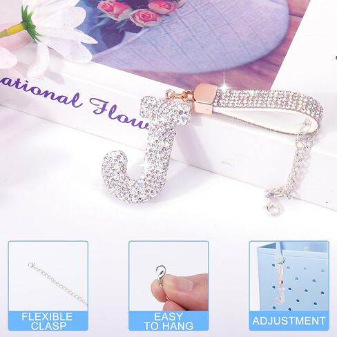 Mity Rain Diamond Letters Charms for Bogg Bag Accessories, Alphabet Letters Tassel Compatible with Original All Models, DIY (White E) in Saudi Arabia