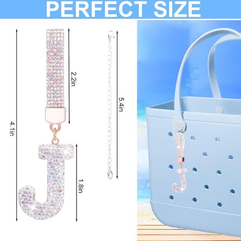Mity Rain Diamond Letters Charms for Bogg Bag Accessories, Alphabet Letters Tassel Compatible with Original All Models, DIY (White E) in Saudi Arabia