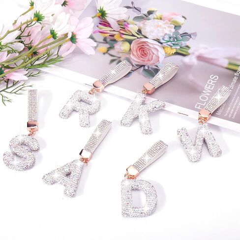 Mity Rain Diamond Letters Charms for Bogg Bag Accessories, Alphabet Letters Tassel Compatible with Original All Models, DIY (White E) in Saudi Arabia