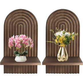 2 Pcs Boho Wooden Rainbow Wall Shelves,Floating Shelves for Wall,Decorative Boho Arch Hanging Wall Shelf Wall Mount Book Shelf,Modern Boho Wall Decor for Living Rooms Display